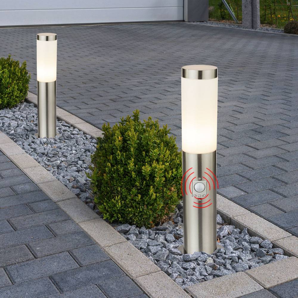 4er Set RGB LED Außen Steh Lampen dimmbar Fernbedienung Edelstahl Bewegungsmelder Garten Weg Leuchten
