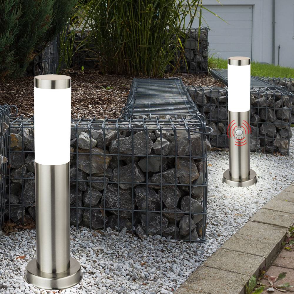 4er Set RGB LED Außen Steh Lampen dimmbar Fernbedienung Edelstahl Bewegungsmelder Garten Weg Leuchten