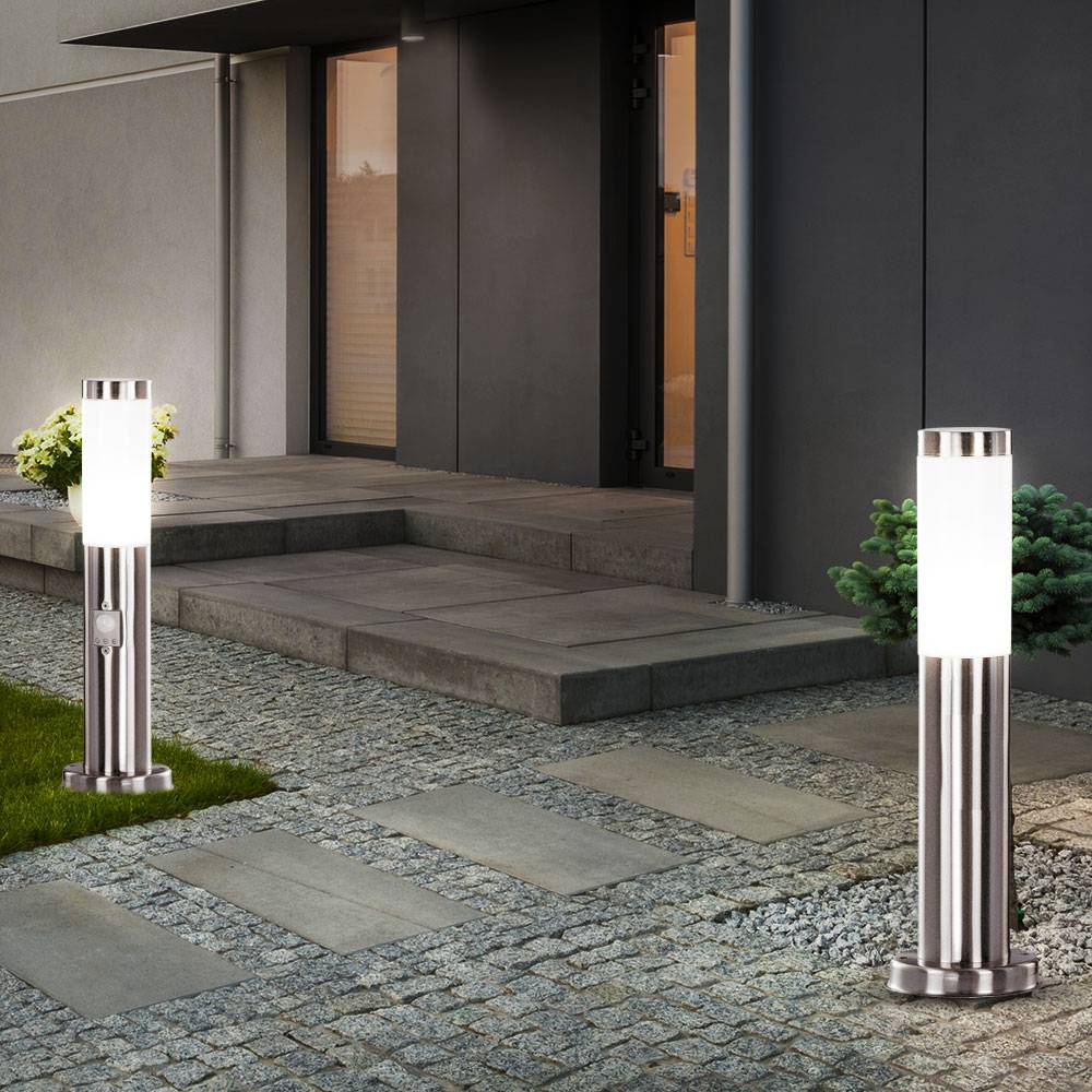 4er Set RGB LED Außen Steh Lampen dimmbar Fernbedienung Edelstahl Bewegungsmelder Garten Weg Leuchten