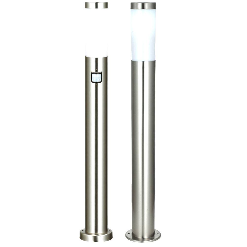 2er Set Außenstehlampen 1x Stehleuchte mit Bewegungsmelder Garten Wegeleuchte Edelstahl Außenlampe, E27 Fassung, Garten Außenbereich