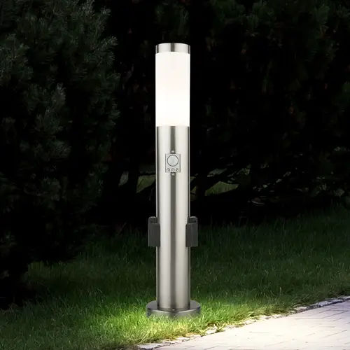 Außen Steh Leuchte Steckdosen Strahler Garten Weg Bewegungsmelder Erdspieß Steck Lampe EDELSTAHL Außen Steh Leuchte Steckdosen Strahler Garten Weg Bewegungsmelder Erdspieß Steck Lampe EDELSTAHL