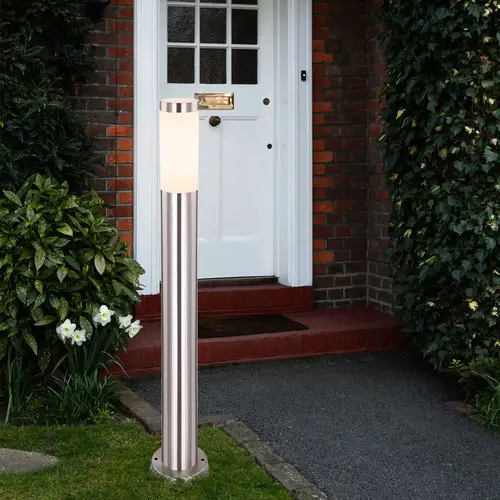 Außenstehlampe Garten Wegelampe Edelstahl silber Sockelleuchte Außen Standleuchte Säule Höhe 80 cm Außenstehlampe Garten Wegelampe Edelstahl silber Sockelleuchte Außen Standleuchte Säule Höhe 80 cm
