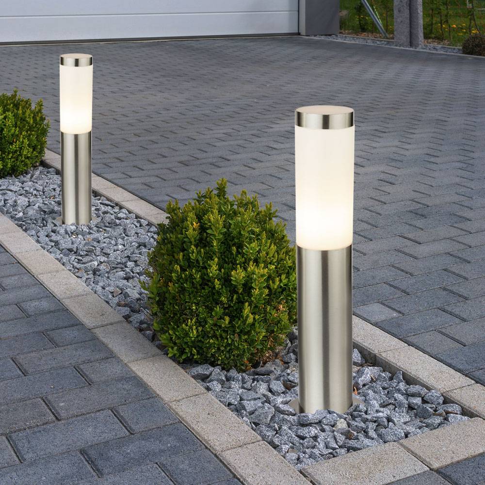 2er-Set Außenbereich Steh Lampe IP44 Beleuchtung Garten Leuchte Edelstahl modern