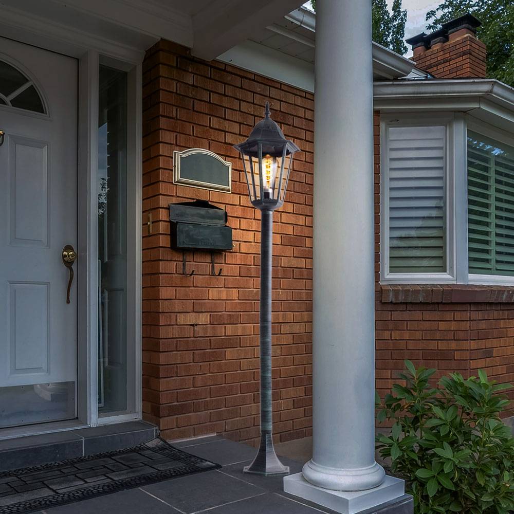 Rustikale Steh Lampe Stand Leuchte Laterne Beleuchtung Außen Strahler im Set inklusive LED Leuchtmittel