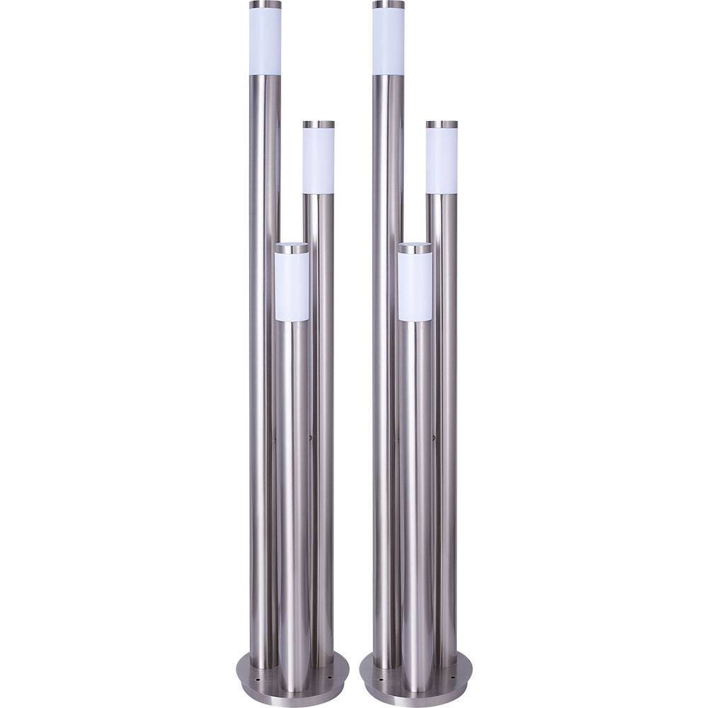 Gartenleuchte 170 cm Wegeleuchten Außen Edelstahl Stehleuchte Außen groß, 3 silberne Säulen, 3x E27,D 28 cm, 2er Set