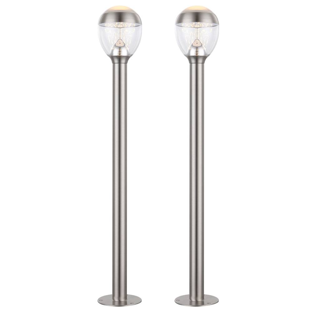 Außenleuchte Stehlampe Standleuchte Garten Edelstahl Sockelleuchte Außen, IP44, 1x LED 11W 750Lm warmweiß, DxH 15x99 cm, 2er Set