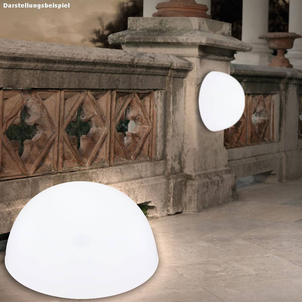 3er Set LED Solar Steh Lampen Fassaden Halb Kugel Wand Beleuchtung Garten Weg Stand Leuchten weiß