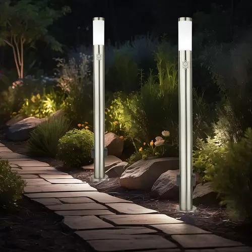 2er Set Außen Steh Lampen Bewegungsmelder 2x Steckdosen Garten Beleuchtung Einfahrt Hof Säulen Stand Leuchten 2er Set Außen Steh Lampen Bewegungsmelder 2x Steckdosen Garten Beleuchtung Einfahrt Hof Säulen Stand Leuchten
