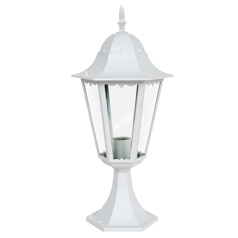Außen Steh Lampe weiß Garten Weg Laterne ALU Balkon Sockel Leuchte im Set inkl. LED Leuchtmittel