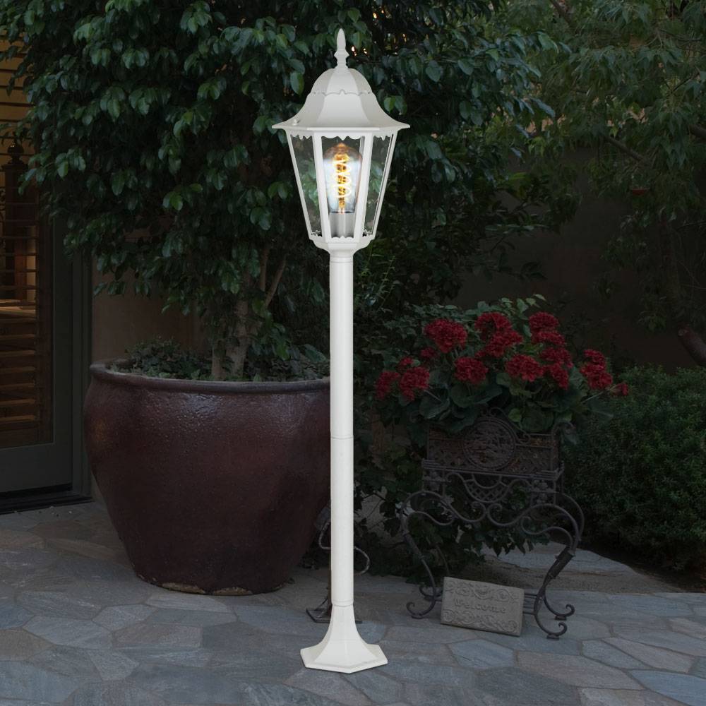 Außen Steh Leuchte Garten ALU Beleuchtung Laterne Balkon Lampe im Set inkl. LED Leuchtmittel