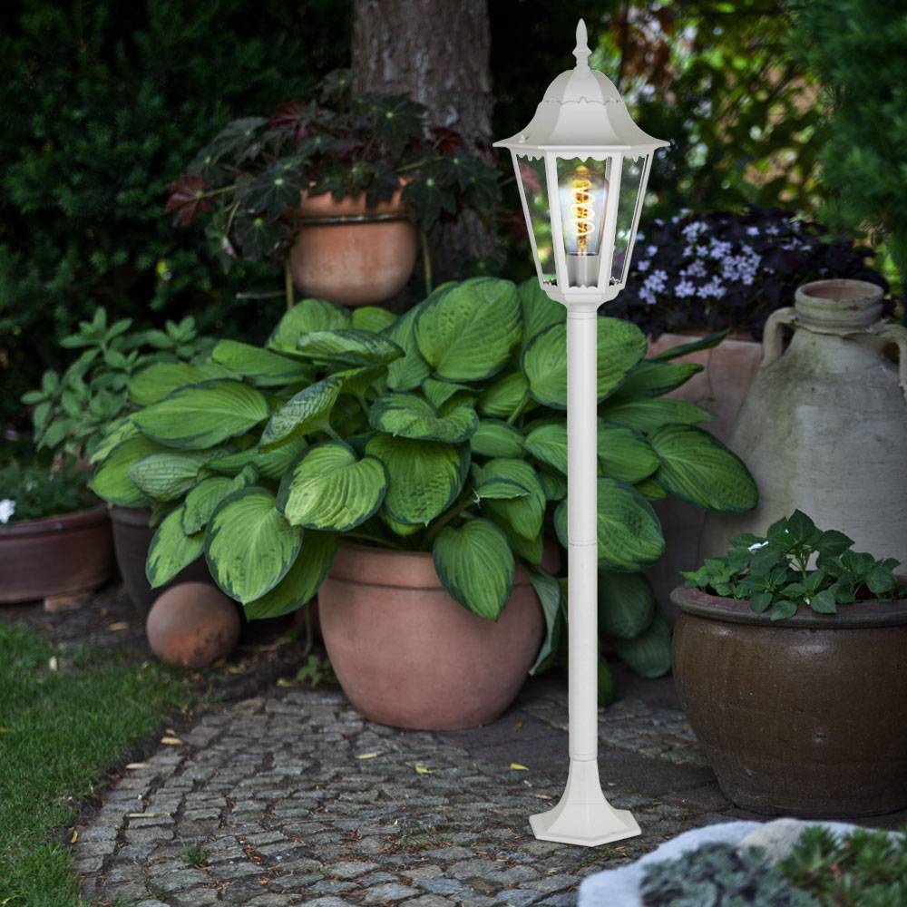 Außen Steh Leuchte Garten ALU Beleuchtung Laterne Balkon Lampe im Set inkl. LED Leuchtmittel