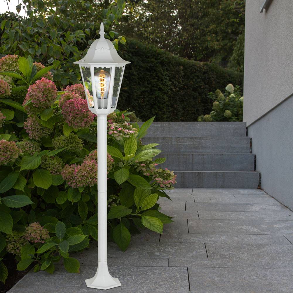 Außen Steh Leuchte Garten ALU Beleuchtung Laterne Balkon Lampe im Set inkl. LED Leuchtmittel