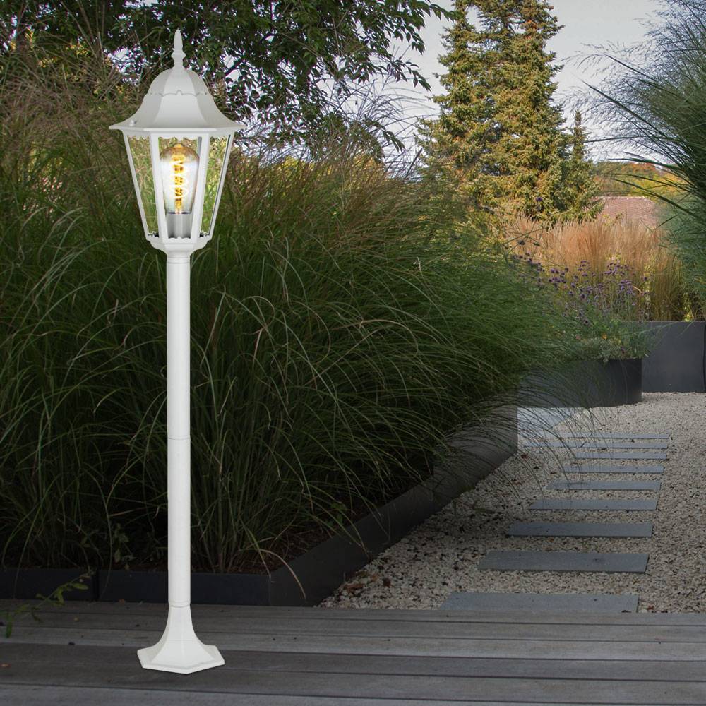 Außen Steh Leuchte Garten ALU Beleuchtung Laterne Balkon Lampe im Set inkl. LED Leuchtmittel