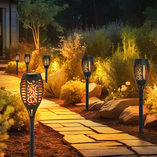Solarlampen für Außen Gartendeko Fackeln Gartenfackel, LED Feuereffekt IP44 Erdspieß, Höhe 59,5 cm, 6er Set Solarlampen für Außen Gartendeko Fackeln Gartenfackel, LED Feuereffekt IP44 Erdspieß, Höhe 59,5 cm, 6er Set