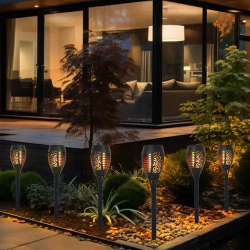 Solarlampen für Außen Gartendeko Fackeln Gartenfackel, LED Feuereffekt IP44 Erdspieß, Höhe 59,5 cm, 6er Set Solarlampen für Außen Gartendeko Fackeln Gartenfackel, LED Feuereffekt IP44 Erdspieß, Höhe 59,5 cm, 6er Set