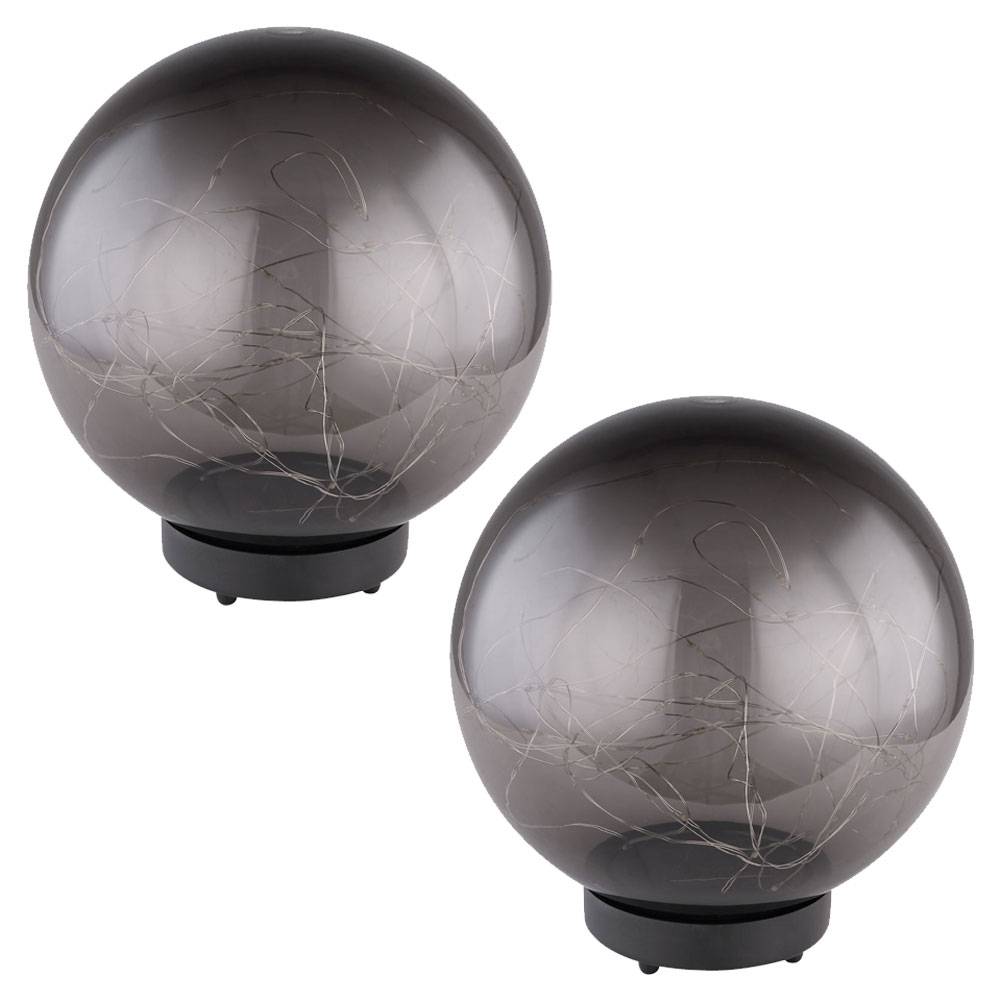 2x LED Solar Außen Steh Tisch Leuchten Terrassen Lichterkette Kugel Park Lampe