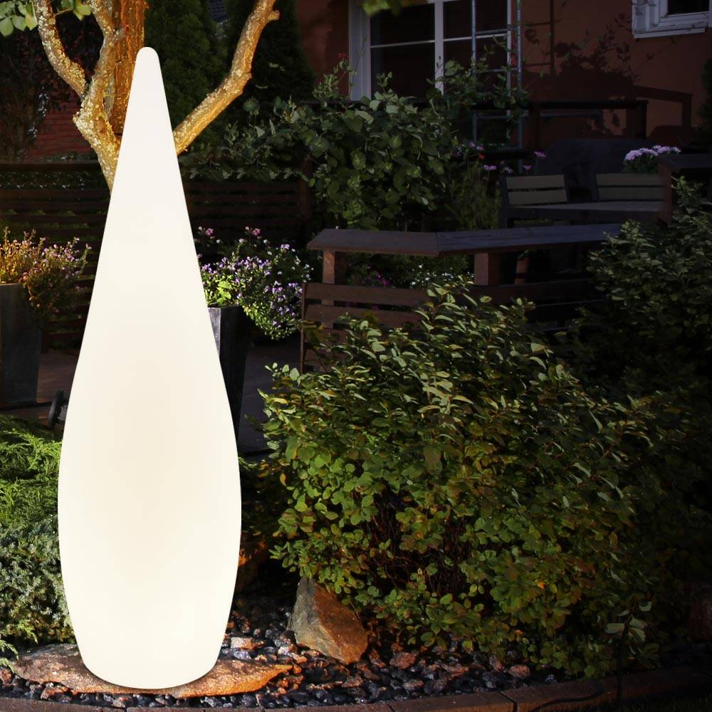 Stehleuchte Außen Gartenlampe Standleuchte Terrassenlampe mit Erdspitz zur Befestigung, Kunststoff weiß opal, 1x E27, DxH 24x80 cm