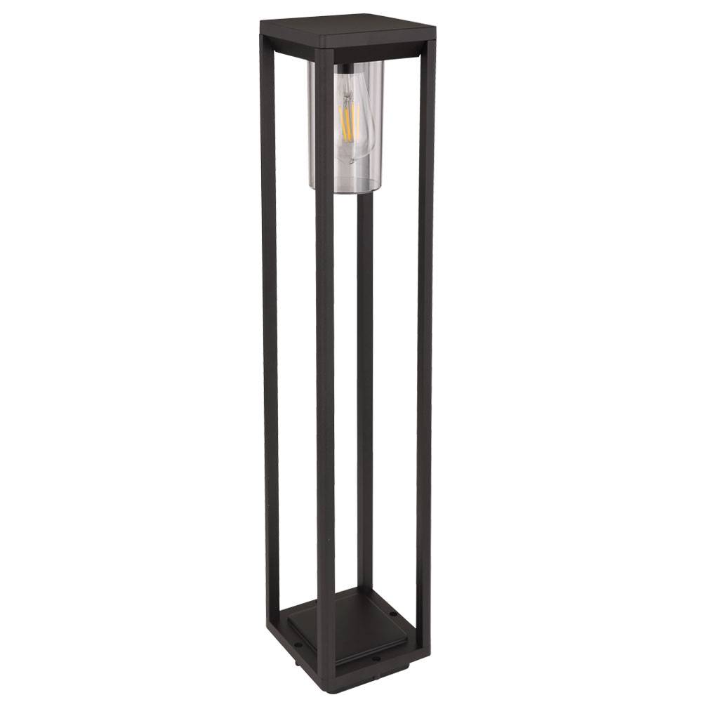 Stehleuchte Außen Standlampe Garten Aluminium Aussen Sockelleuchte Wegleuchte schwarz, matt klar, 1x E27, LxBxH 15x15x80 cm