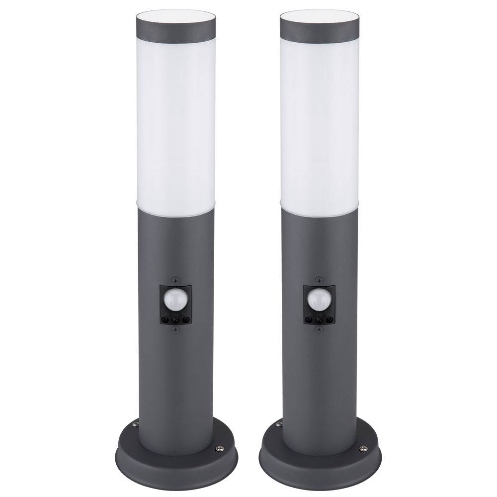 Außenstehlampe mit Bewegungsmelder Gartenlampe Edelstahl Smart LED Wegeleuchte dimmbar mit Fernbedienung anthrazit Außenleuchte, RGB Farbwechsel,