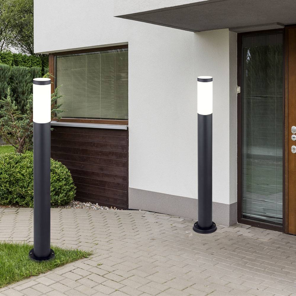 2x Außen Steh Leuchten Garten Haus Weg Edelstahl Stand Sockel Lampe ANTHRAZIT
