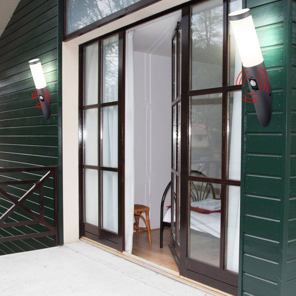 Außen Wand Lampe Garten Fackel Edelstahl Leuchte Bewegungsmelder Hof Strahler