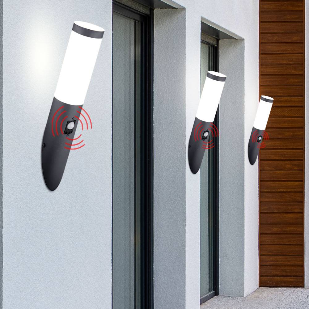 3er Set Außen Wand Leuchten Terrassen Fackel Edelstahl Lampe SENSOR Hof Strahler