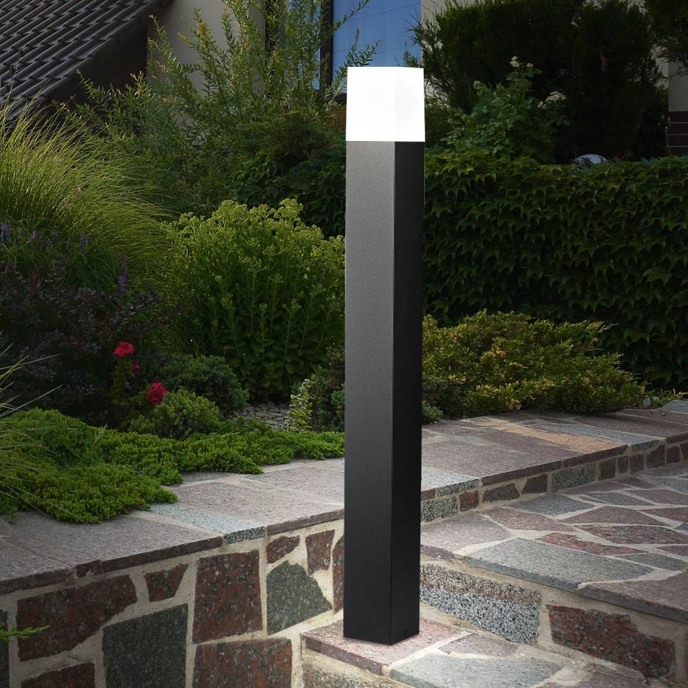 Smart Außen Steh Lampe dimmbar App Sprachsteuerung Stand Sockel Garten Leuchte schwarz im Set inkl. RGB LED Leuchtmittel