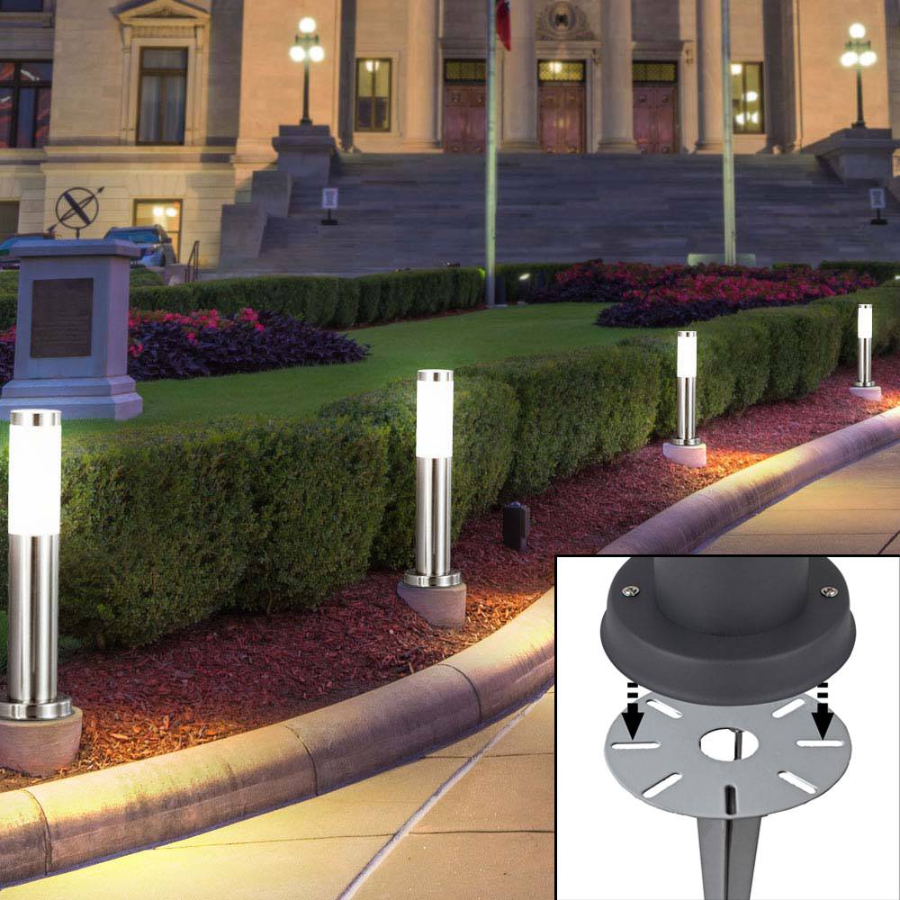 Außen Stand Leuchte silber Garten Erdspieß Steck Strahler Garten Lampe im Set inkl. LED Leuchtmittel