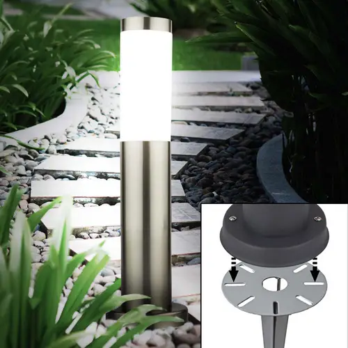 4er Set Außen Steck Steh Lampen silber EDELSTAHL Garten Weg Beleuchtung Erdspieß Sockel Leuchten 4er Set Außen Steck Steh Lampen silber EDELSTAHL Garten Weg Beleuchtung Erdspieß Sockel Leuchten