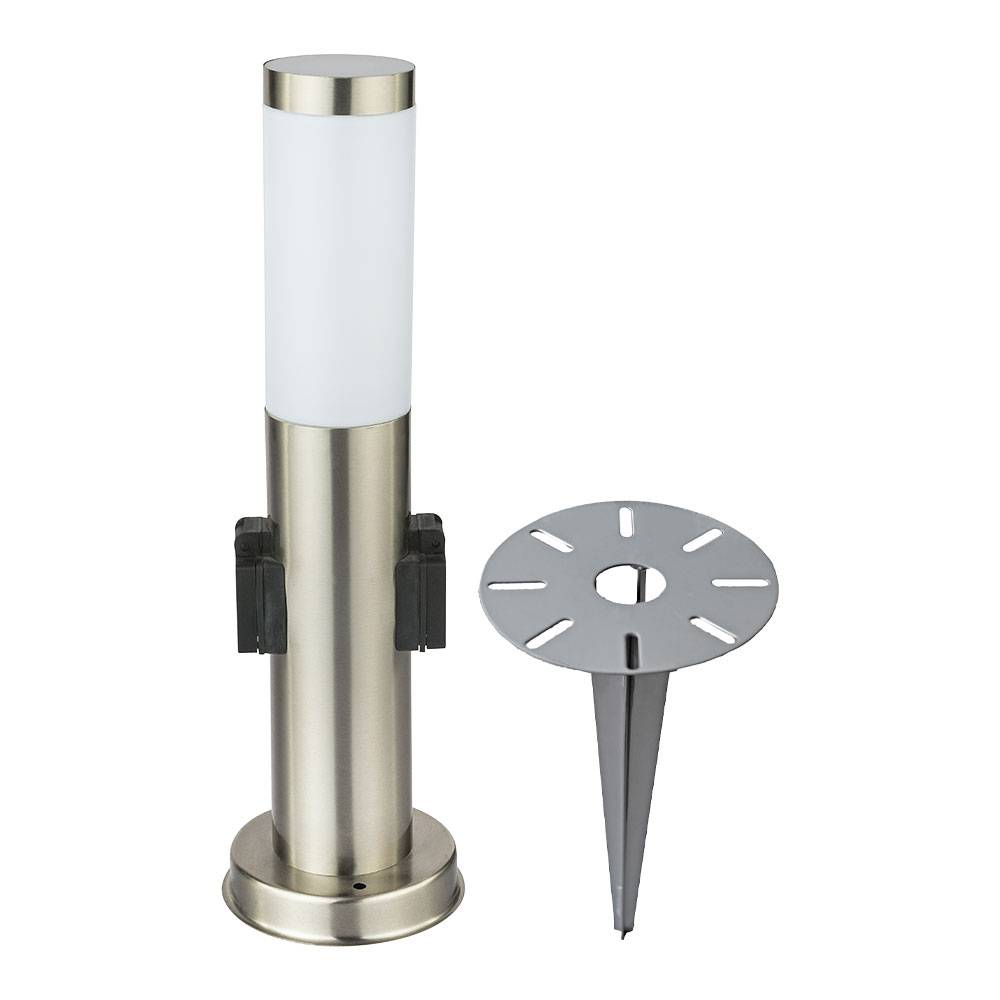 Edelstahl Sockel Leuchte Erdspieß Garten Weg Beleuchtung Steckdosen Außen Steck Steh Lampe