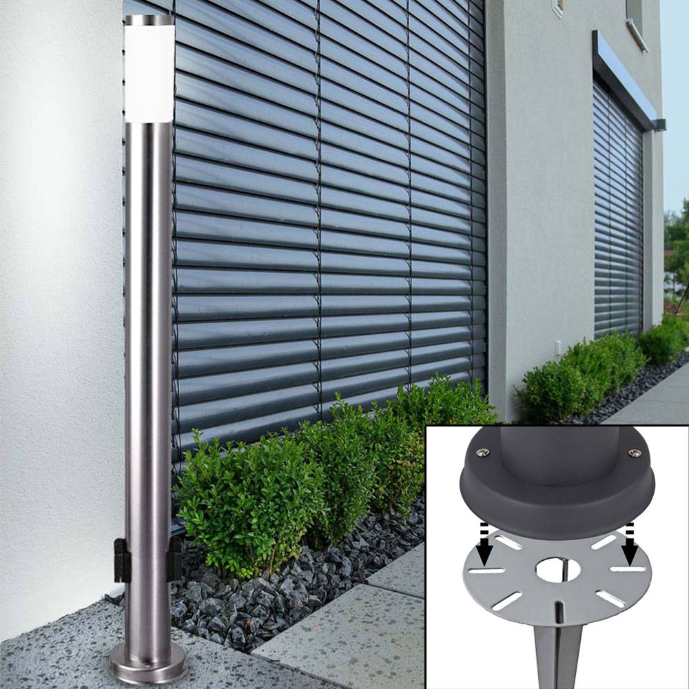 LED Außenstehlampe silber Erdspieß Wegeleuchte Edelstahl Gartenlampe 2x Außensteckdose, 7W 560lm warmweiß, DxH 7,6 x 110 cm