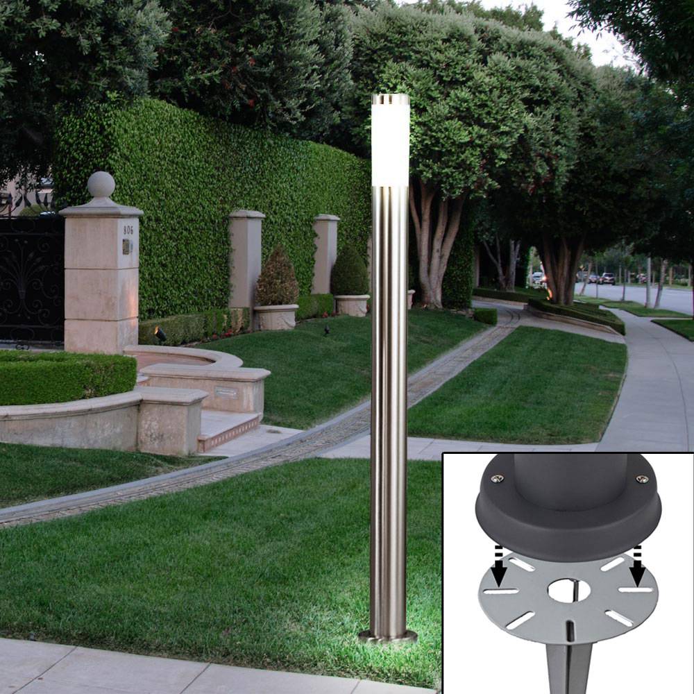 2er Set LED Garten Steck Steh Lampen EDELSTAHL Wege Leuchten Erdspieß Terrassen Strahler silber