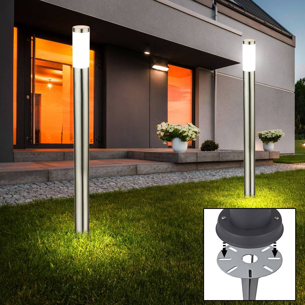 LED Stand Lampe Garten Weg Steck Beleuchtung Terrassen Edelstahl Außen Steh Leuchte Erd Boden Spieß