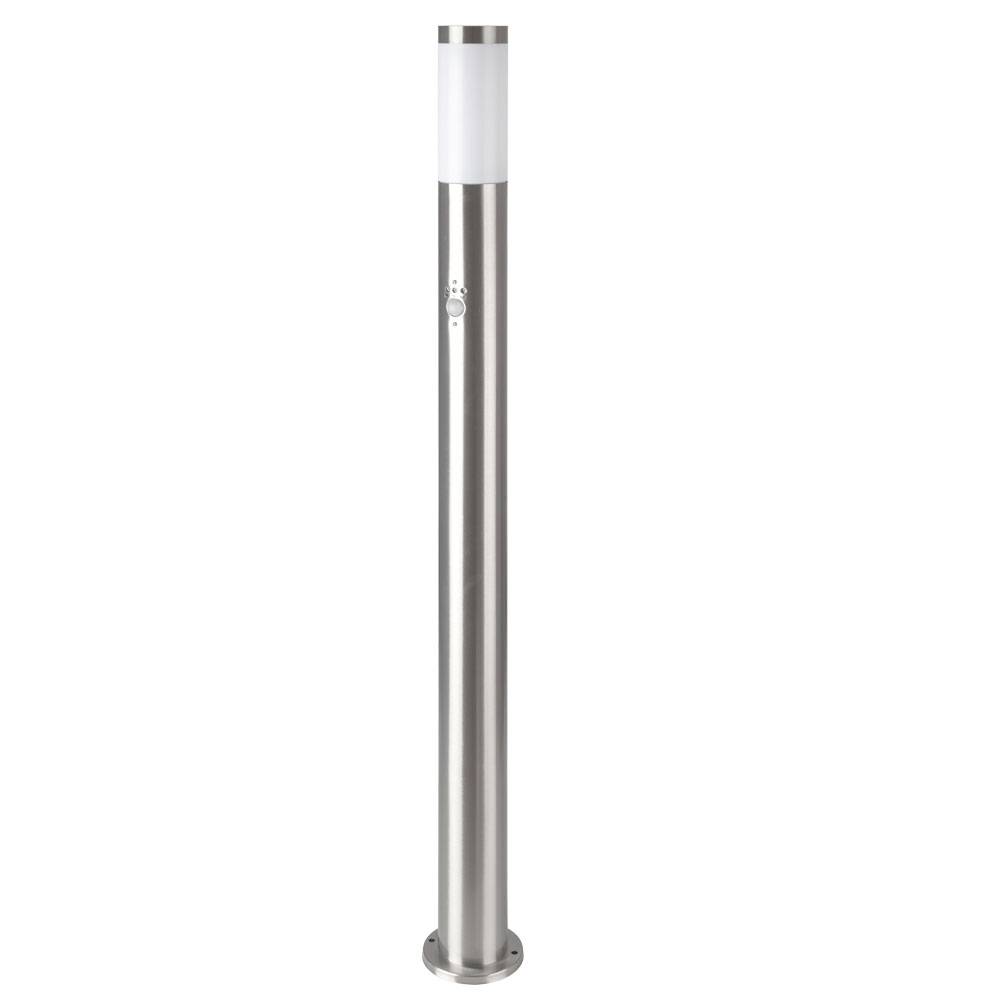Garten Steh Lampe Edelstahl Bewegungsmelder Terrassen Beleuchtung Außen Stand Leuchte silber im Set inkl. LED Leuchtmittel
