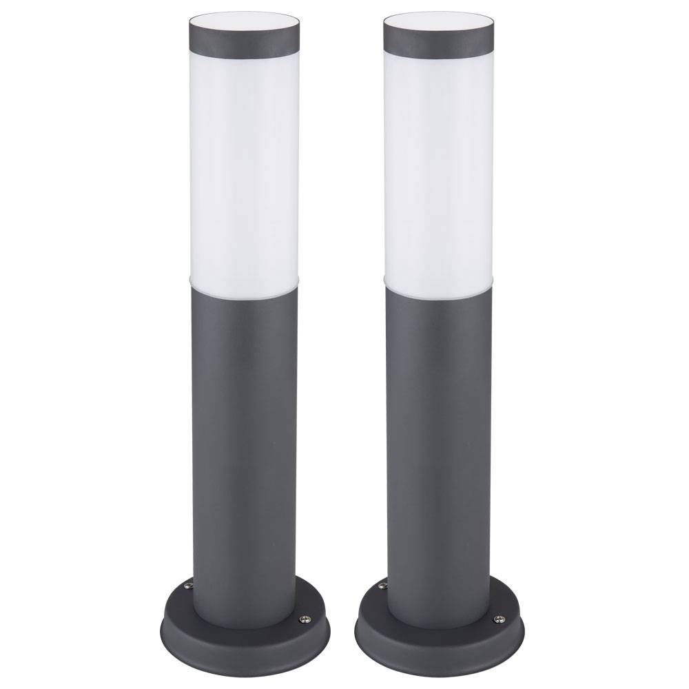 2er Set Sockel Außen Steh Leuchte ANTHRAZIT Garten Wege Beleuchtung Veranda Hof Stand Lampe