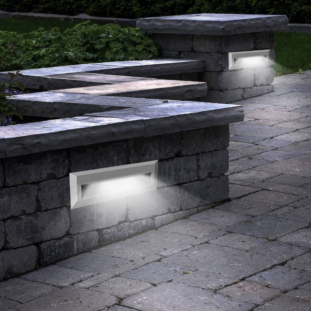 Außen Stufenbeleuchtung Stufenlampe Garten Treppenbeleuchtung Terrasse, grau, LED 3W 110Lm neutralweiß, BxHxT 23x8x2,8 cm, 2er Set