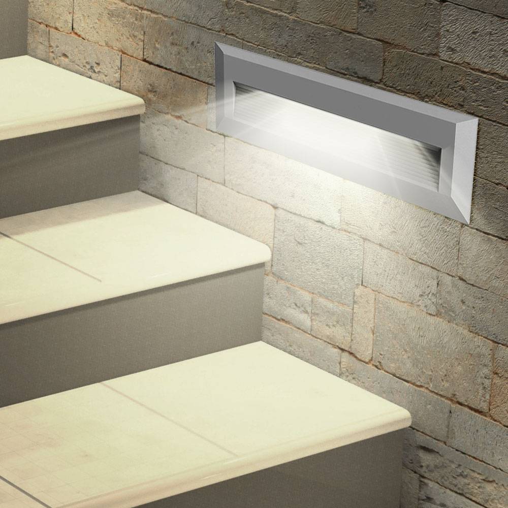 Außen Stufenbeleuchtung Stufenlampe Garten Treppenbeleuchtung Terrasse, grau, LED 3W 110Lm neutralweiß, BxHxT 23x8x2,8 cm, 2er Set