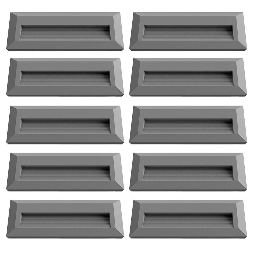 Außen Stufenbeleuchtung Stufenlampe Garten Treppenbeleuchtung Terrasse, grau, LED 3W 110Lm neutralweiß, BxHxT 23x8x2,8 cm, 10er Set