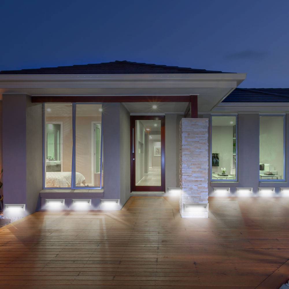 Außen Stufenbeleuchtung Stufenlampe Garten Treppenbeleuchtung Terrasse, grau, LED 3W 110Lm neutralweiß, BxHxT 23x8x2,8 cm, 10er Set