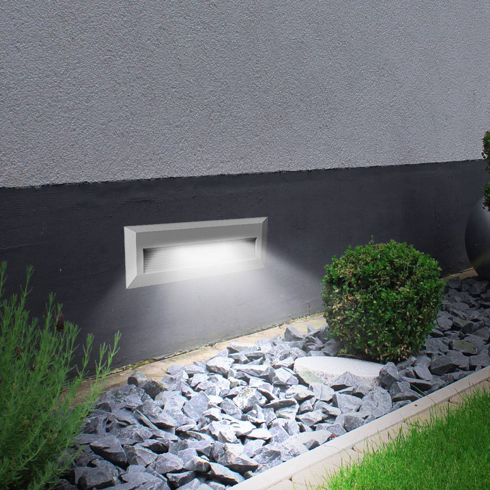 Außen Stufenbeleuchtung Stufenlampe Garten Treppenbeleuchtung Terrasse, grau, LED 3W 110Lm neutralweiß, BxHxT 23x8x2,8 cm, 10er Set