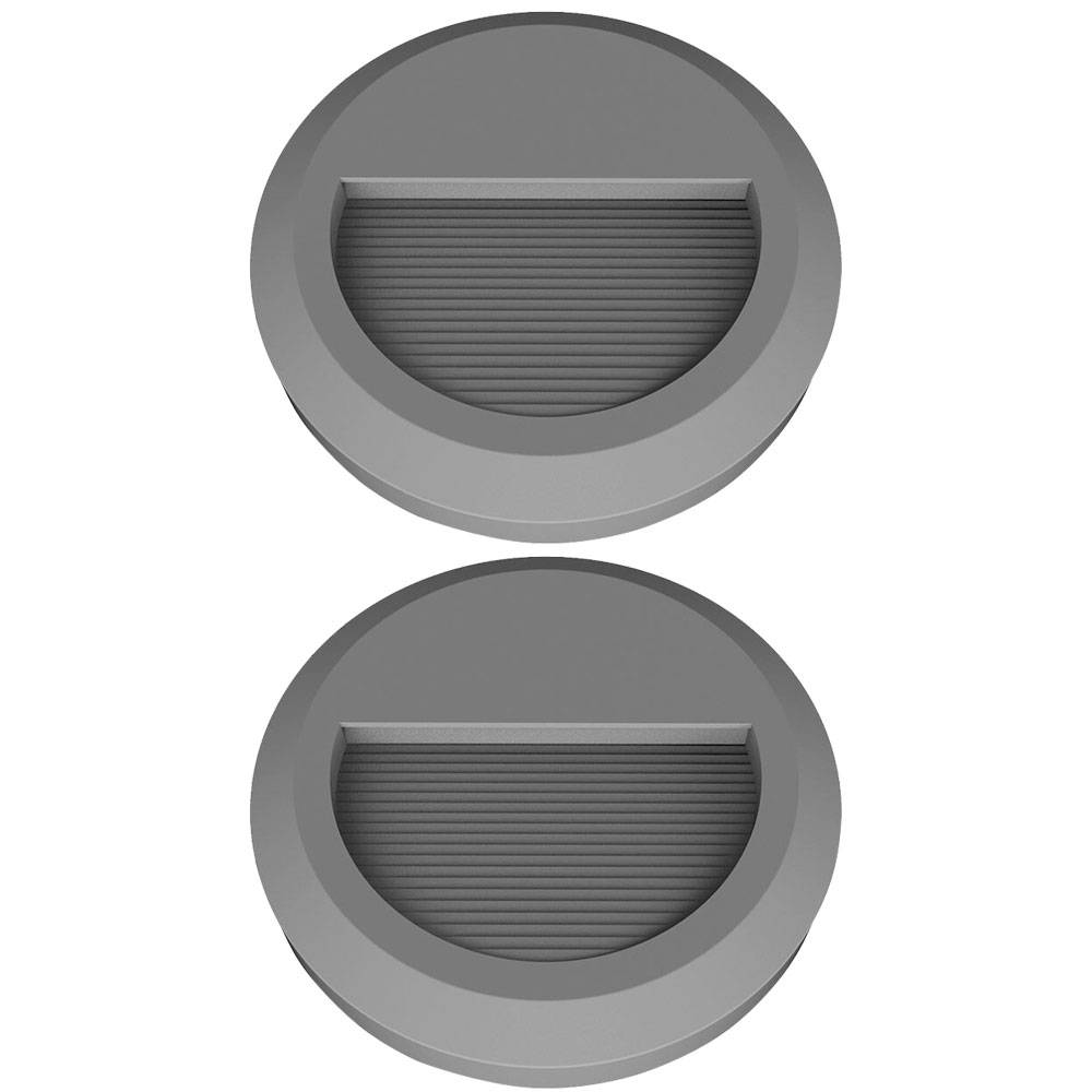 LED Wandleuchte Stufenleuchte Außenlampe Treppenbeleuchtung Garten, Grau, IP65, 2W 60Lm neutralweiß, DxT 15x2,7 cm, 2er Set