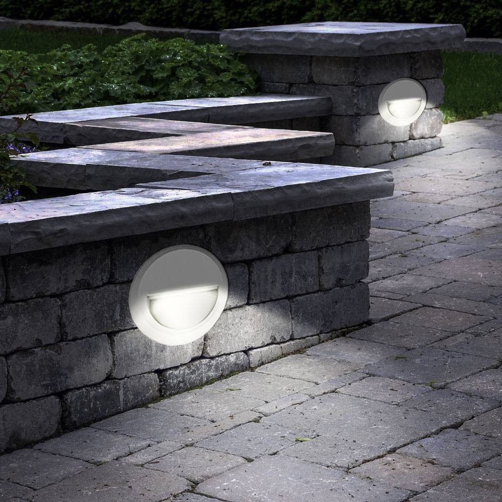 LED Wandleuchte Stufenleuchte Außenlampe Treppenbeleuchtung Garten, Grau, IP65, 2W 60Lm neutralweiß, DxT 15x2,7 cm, 2er Set