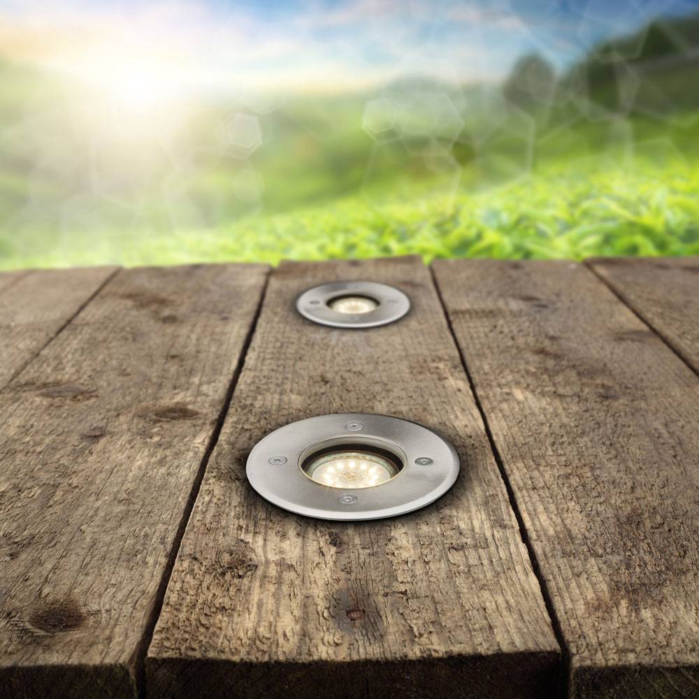2er Set Außen Einbau Strahler Garten Weg Boden Leuchten Edelstahl Garagen Einfahrt Spots IP65 Lampen