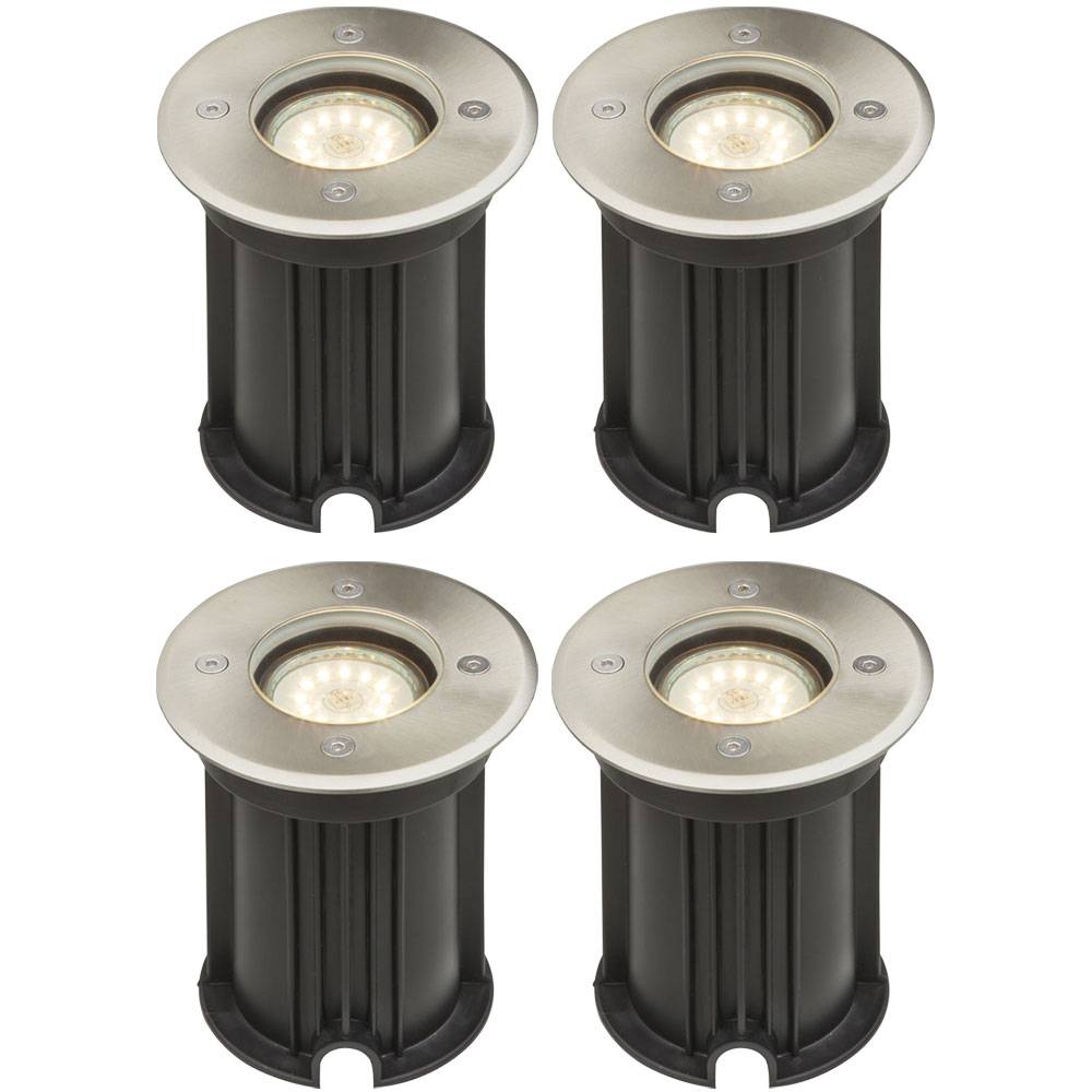 4er Set Einbau Spot Strahler Leuchten Geh Weg Boden Beleuchtung Edelstahl Garagen Einfahrt Außen Lampen befahrbar