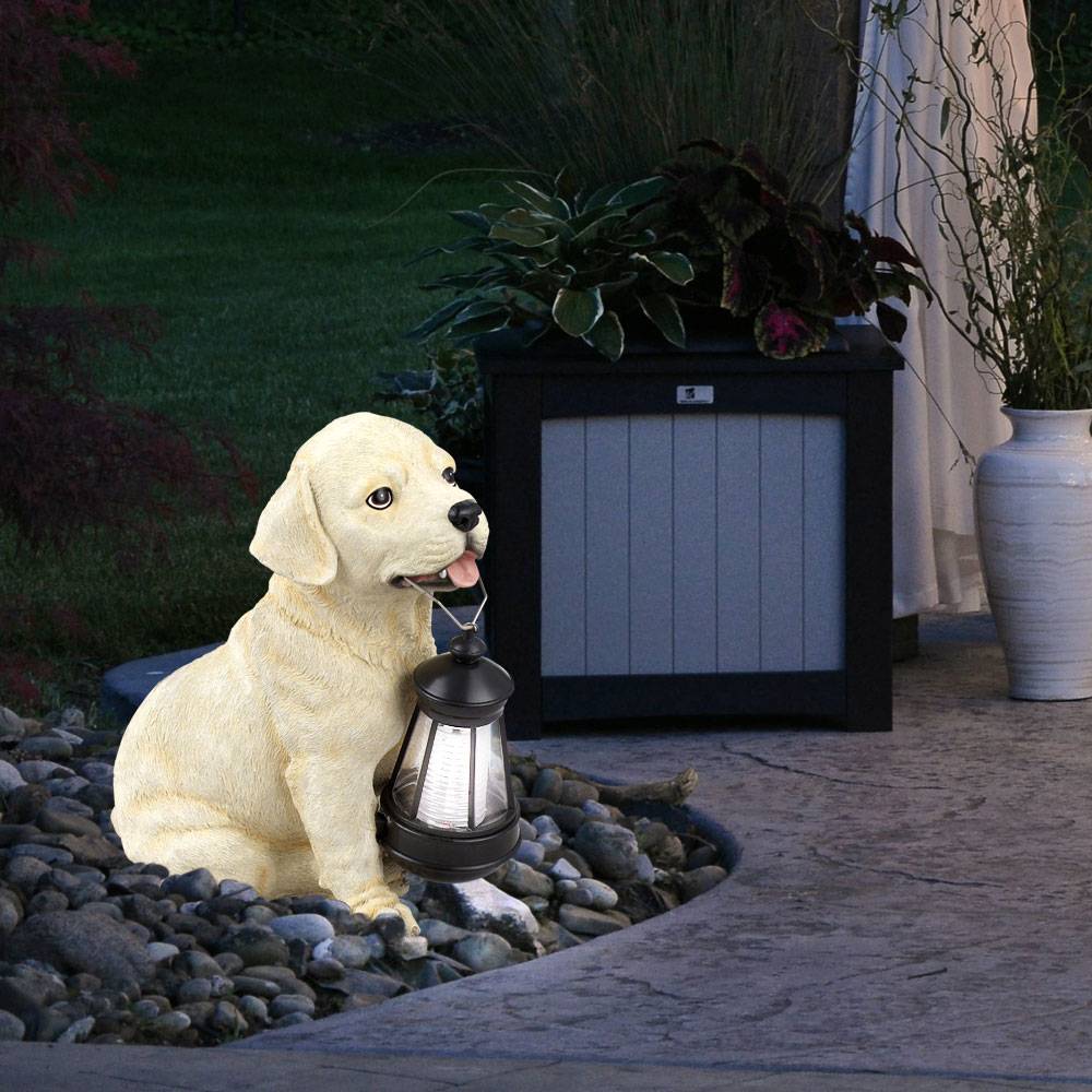 Solarleuchte Hund Garten Solar Dekoleuchte Solarlampe für Außen, Labrador mit Laterne, Akku, 1x LED, LxBxH 15,5x23,5x25 cm