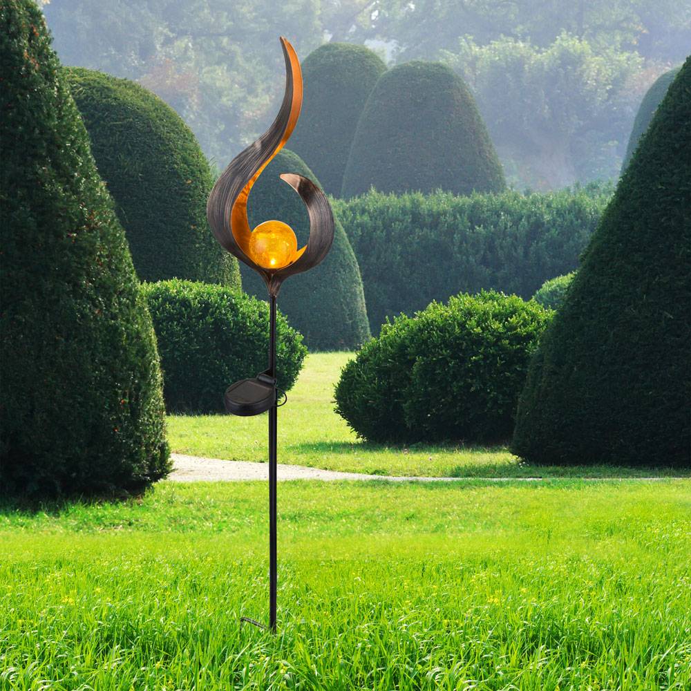 3er Set Design LED Solar Leuchten Außen Beleuchtung Dekoration Steck Lampen Flamme Design
