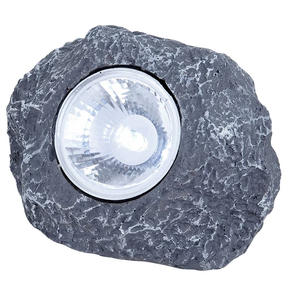 10x LED Solar Lampen Außen Beleuchtung Garten Weg Stein Design Strahler Leuchten grau