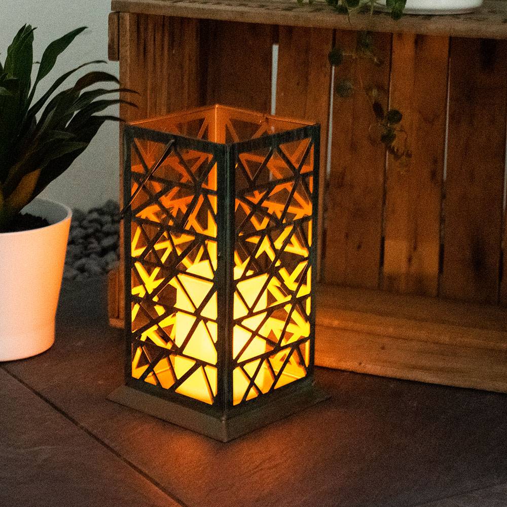 2er Set LED Solar Steh Hänge Leuchten Balkon Feuereffekt Außen Lampen Laterne