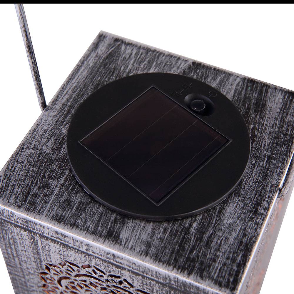 LED Solar Steck Steh Lampe Garten Außen Beleuchtung Terrassen Balkon Hänge Leuchte silber