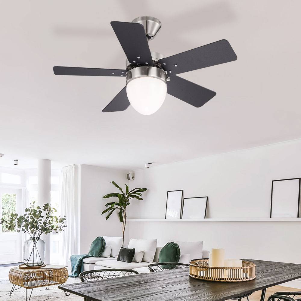 Decken Ventilator Zugschalter Wohn Ess Zimmer Leuchte Kühler im Set inklusive Fernbedienung